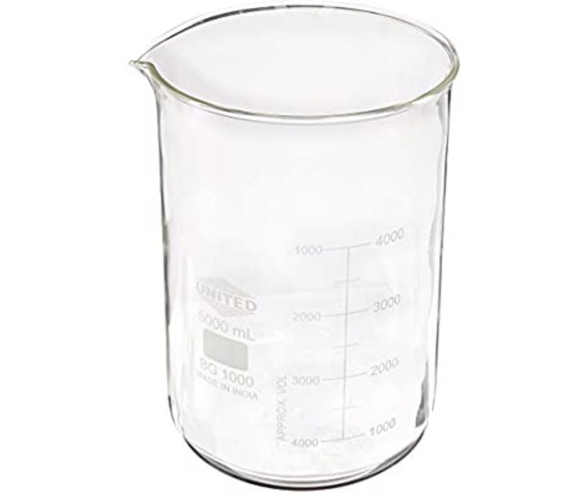 United Scientific BG1000-5000 Borosilicate Glass Low Form Beaker, 5000ml Capacit