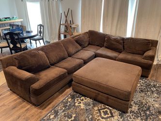 Brown Couch Sectional With Ottoman