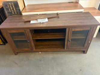 OLD CAPTAIN Farmhouse TV Stand up to 65 inch with Glass Door and Adjustable Shelf for Living Room, 60 inch (Old World)