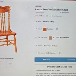 Traditional Style Amish-style pressback solid Oak dining chairs Great Condition!:)