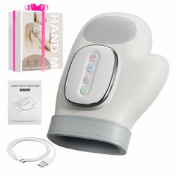 Smart Hand Massager with Heat Compression Relief for Arthritis & Carpal Tunnel Relief, Cordless Portable Therapy Glove, Electric Shiatsu Wrist/Finger/