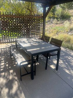 Table bench and chairs outdoor furniture