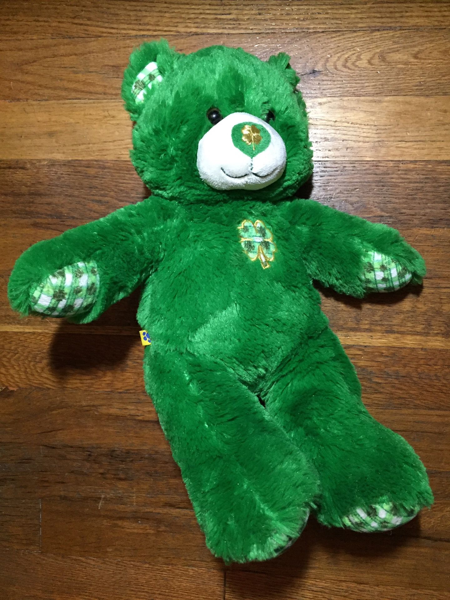 Build a bear plush teddy bear shamrock clover Patrick green