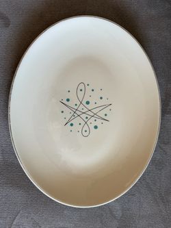 Vintage 1950s Atomic Mid-Century  12.5 Oval Serving Platter