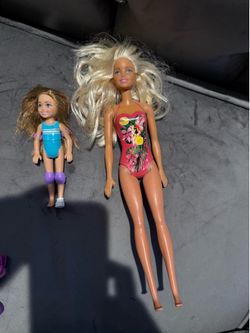 Barbie Floral swimsuit beach waterplay dolls 2 Lot Dolls Small And Big Doll
