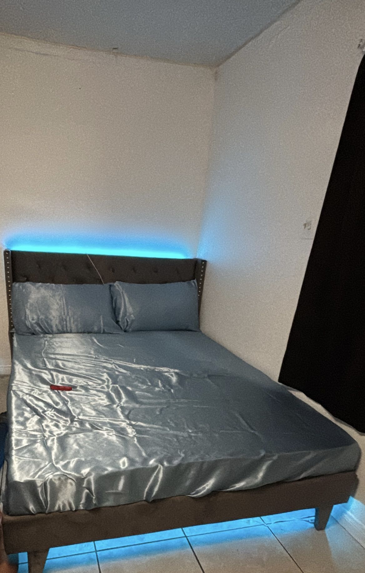 Queen Grey Bed Frame With LED Lights
