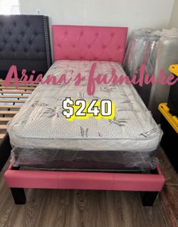 Twin size bed frame with mattress included