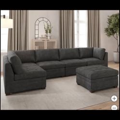 Thomasville Tisdale Modular Sectional 6-piece Dark Gray with Storage Ottoman - Costco