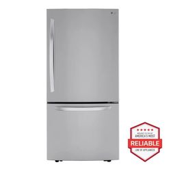 LG 26 cu. ft. 33 Inch Wide Bottom Freezer Refrigerator - Stainless Steel