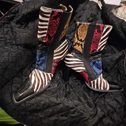 Moda Spana Multi Animal-Print Boots Size 7 1/2