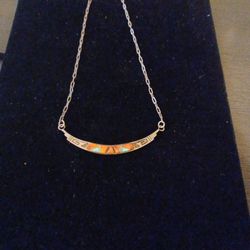 Sterling Silver Inlay Zuni Necklace 