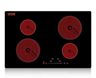 🔥Vevor Built in Electric Stove Top 24 in. 4 Burners Glass Radiant Cooktop with Sensor Touch Control, Timer and Child Lock,Black 🔥