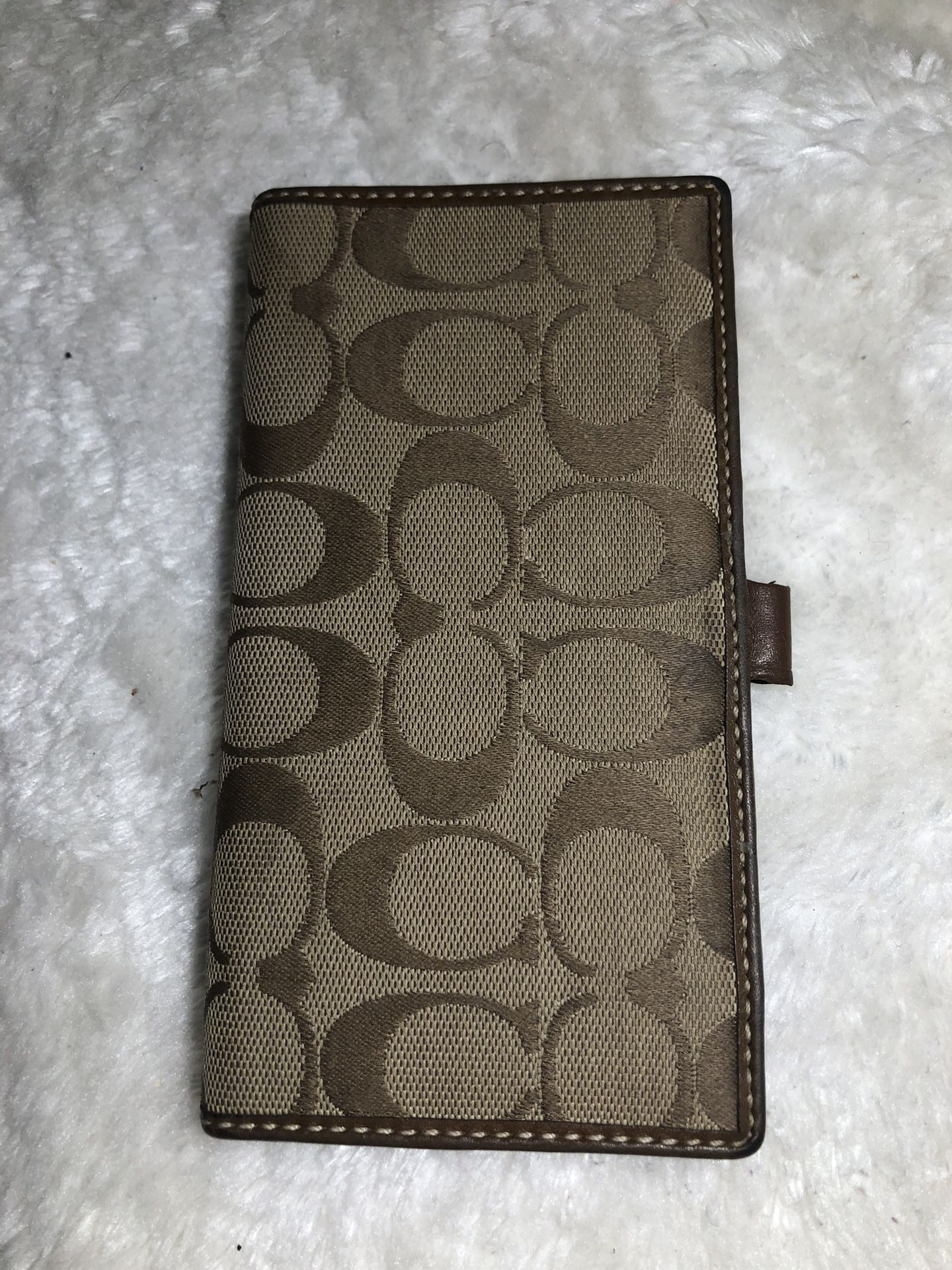 Coach Checkbook Cover Brown Leather 