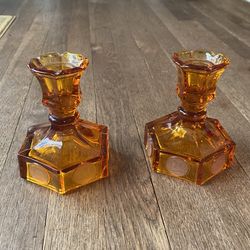 Amber Colored Candle Holders