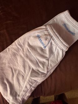 light blue chrome heart pants medium