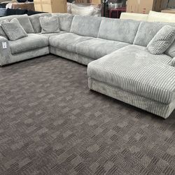 Large Corduroy Grey comfy sectional