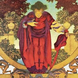 Original Vintage Fine Art Print Maxfield Parrish Deco Nouveau Artist Antique THE KNAVE OF HEARTS Collectible Neo Classical Allegory Allegorical P