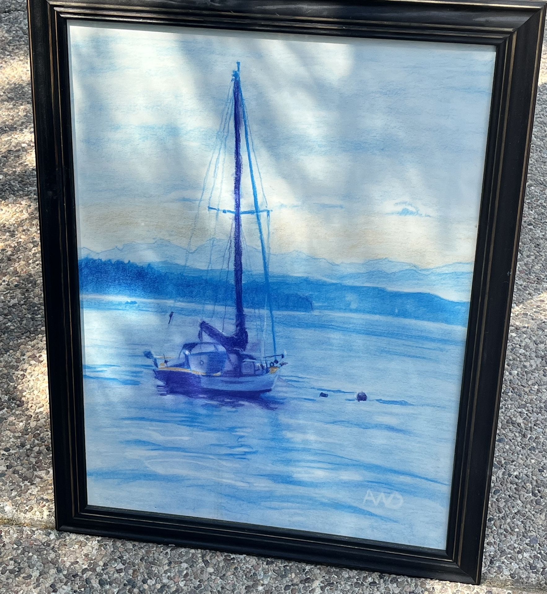 🎨⛵️Original Colored Drawing, Puget Sound Washington State