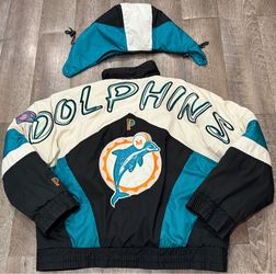 Vintage Miami Dolphins Pro Player Graffiti Puffer Jacket Size Medium
