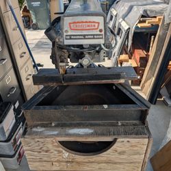 Vintage Arm Saw And Very Good Working Condition With Rolling Table