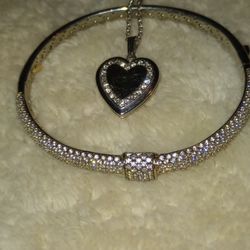 .925 Silver Ring , Bracelet With Silver Necklace With Heart Locket