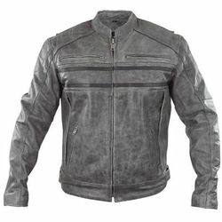 New Grey Distressed Leather Motorcycle Jacket $200