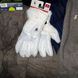 Spyder, White Gloves. Size Small
