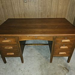 Vintage Solid Walnut Teachers Desk