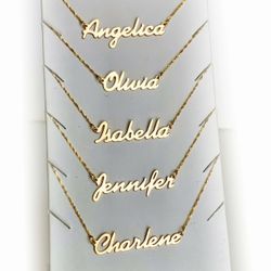 10K GOLD ANY Name Plate Pendant Personalized Chain