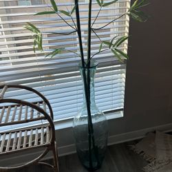 Plant Stand And Bamboo Fake Plant 