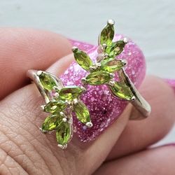 Peridot Marquise Cut Cluster Ring Size 8