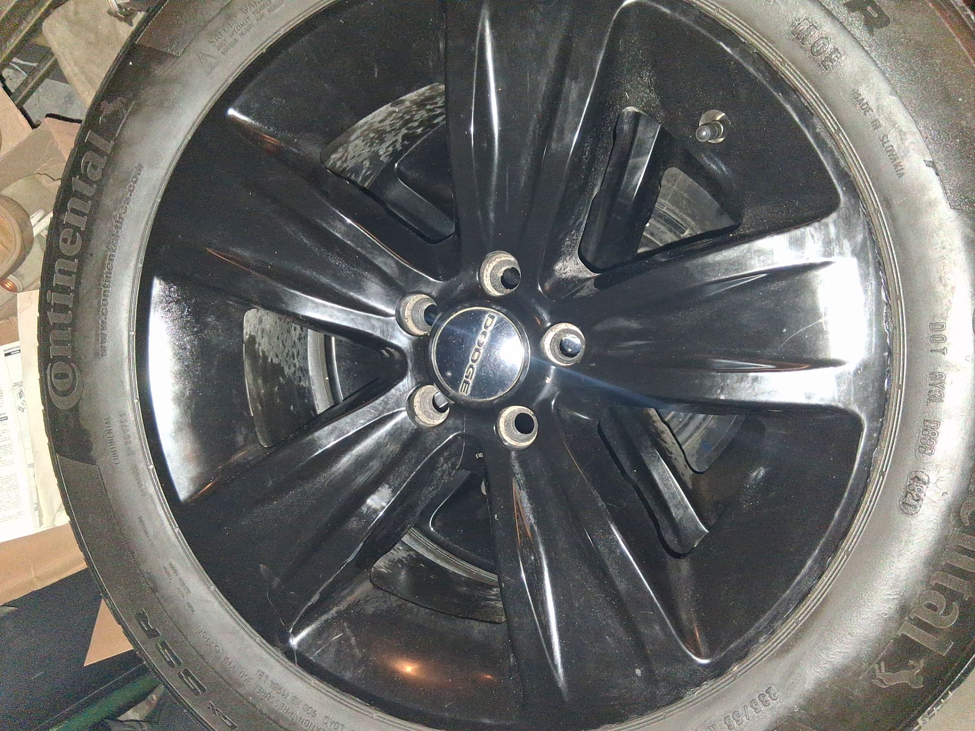 235 55 r18 dodge rims and tires removable black rim covers. Silver underneath