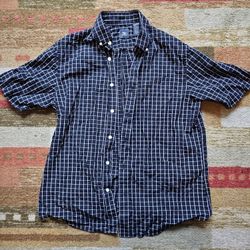 Dockers Dark Plaid Flannel Short Sleeve Button Up (Medium) Everyday Casual Y2K