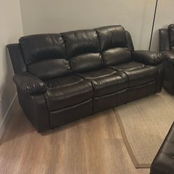 Brown Leather Reclining Couch