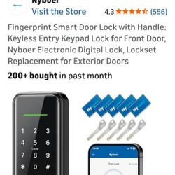 Fingerprint Smart Door Lock with Handle: Keyless Entry Keypad Lock for Front Door, Nyboer Electronic Digital Lock, Lockset Replacement for Exterior Do