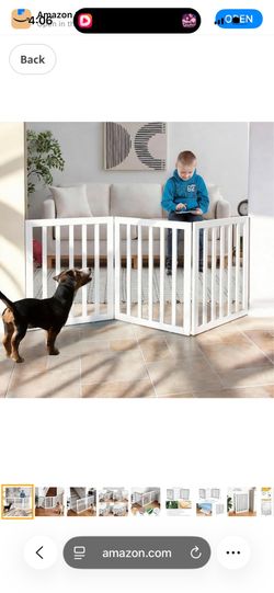Dog Gate Indoor, Freestanding Dog Fence for The House, Doorways, Hallways, or Stairs, Pet Gate Foldable Wooden,Expandable 24" Height 3 Panels,White
