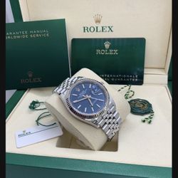 Rolex Datejust 36mm Blue Rhodium Dial 126234 With Jubilee Stainless Steel Bracelet & White Tag , Complete Box & Card