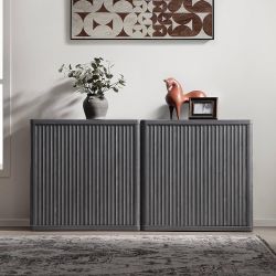 Set of 2, Buffet Cabinet with Storage Sideboard Accent Modern Credenza with Doors & Shelves Fluted 34.6" Tall Media Console Mid Century Coffee Bar Tab