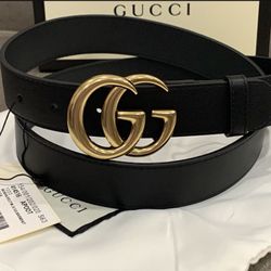 Skinny 1 Inch Gucci Black Leather Belt