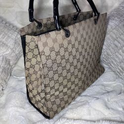 Gucci GG Canvas Bamboo Handle Tote Bag