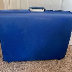 Vintage Blue Samsonite Suitcase w/ Pull Handle – Hard Shell – Large 26.5”