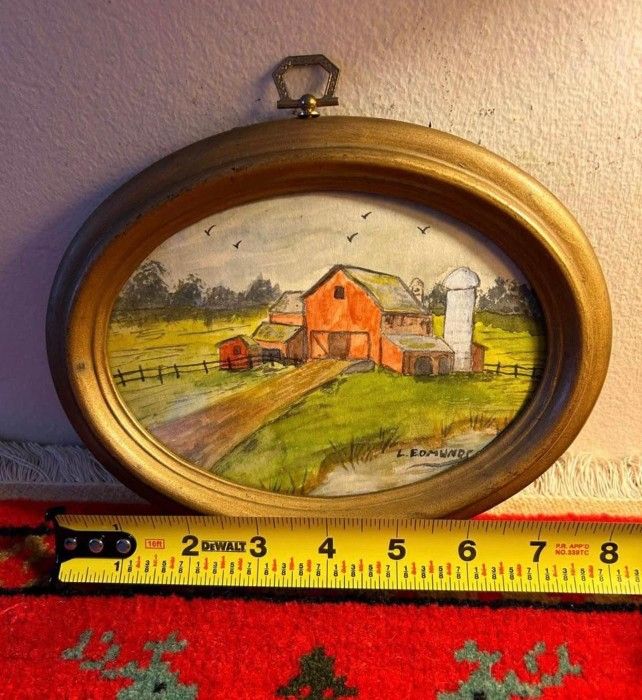 CUADRO ANTIGUO REDONDO CIROCO DE MADERA Y CRISTAL