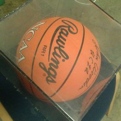 John Wooden Autographed Plexi-Glass Enclosed Signed Basketball 