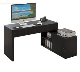 New Modern Corner L Shaped Computer Desk Table Home Office Desk with Storage and Drawers