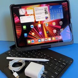 Apple IPad Pro 11” 3rd Generation (2021 Model / M1 chip/ Liquid Retina Display) 128GB with keyboard, stylus pen & Accessories