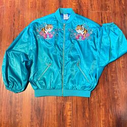 Disney Rajah Jasmine Satin Bomber Jacket Embellished Full Zip Women's Sz Medium!