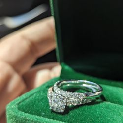 Engagement Ring Bridal Set 1ct 10k White Gold Size 6 1/2