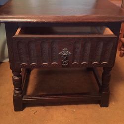 Vintage Ornate Table With Drawer 16x21x20
