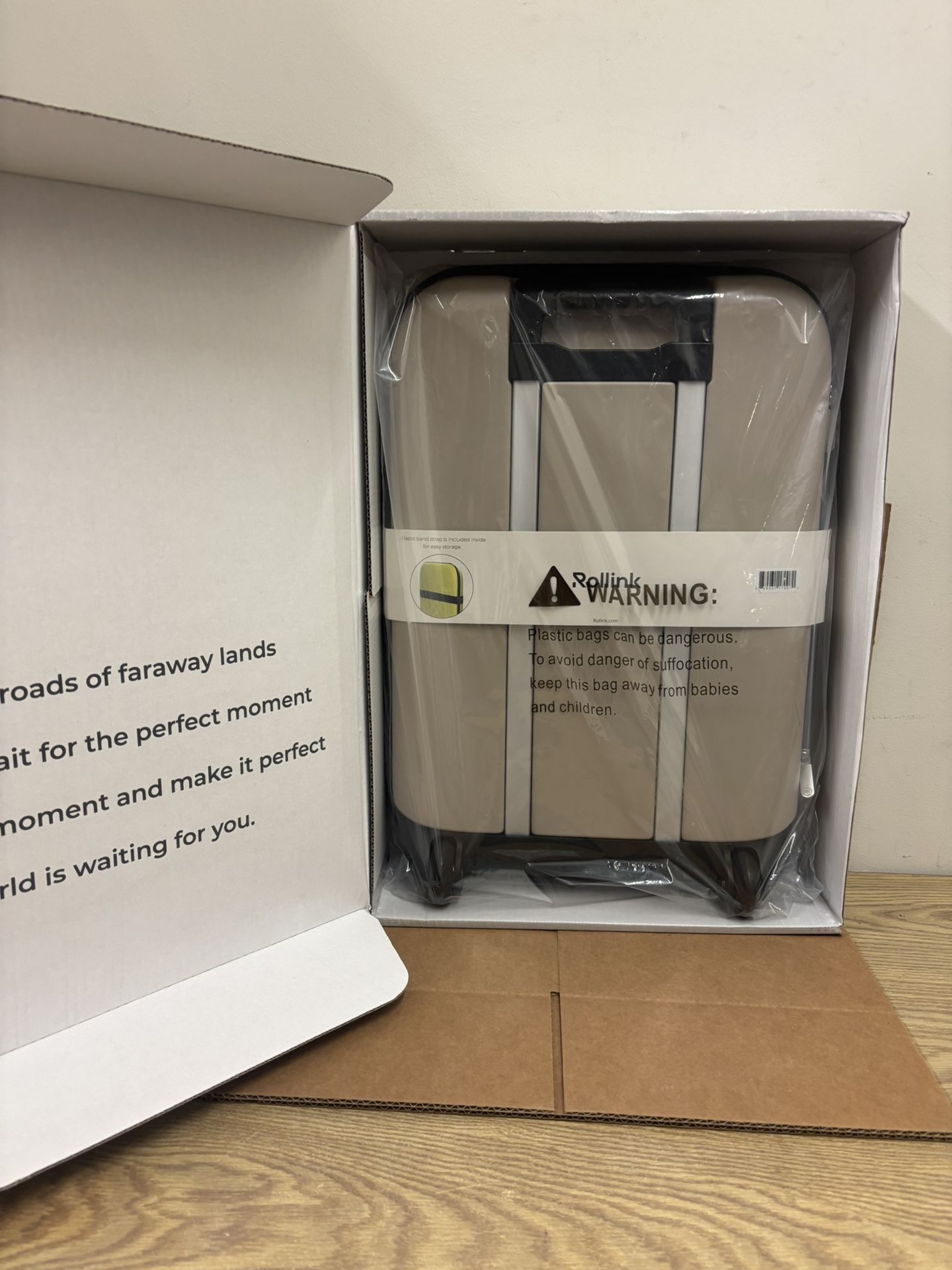 New Rollink Collapsible Carry-On Plus Luggage Warm Gray