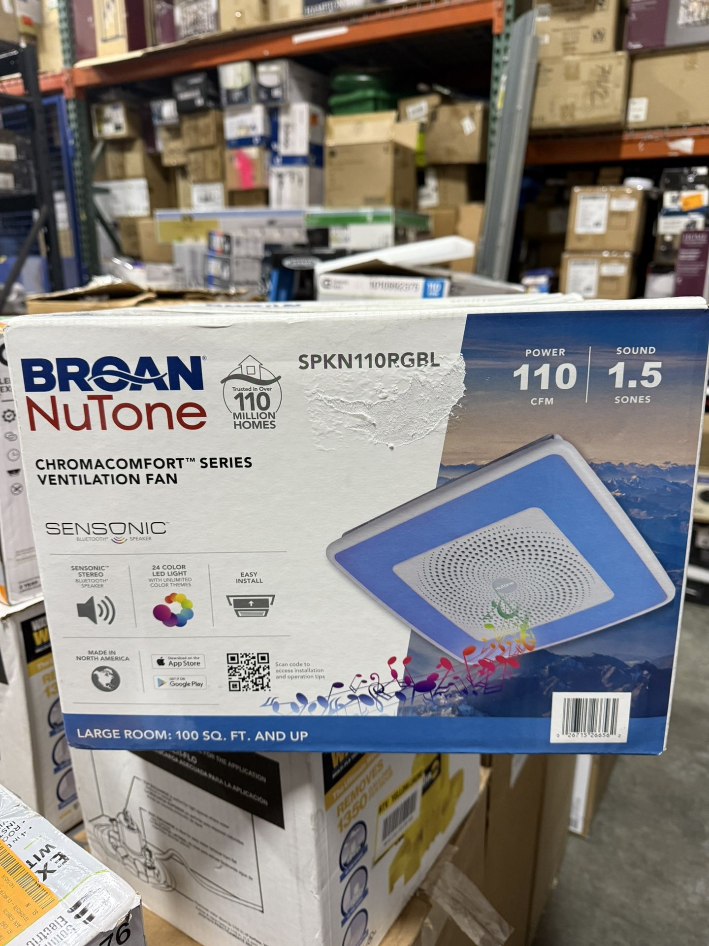 Broan-NuTone Sensonic Series 110 CFM Ceiling Bathroom Exhaust Fan with Speaker and Bluetooth Wireless Technology